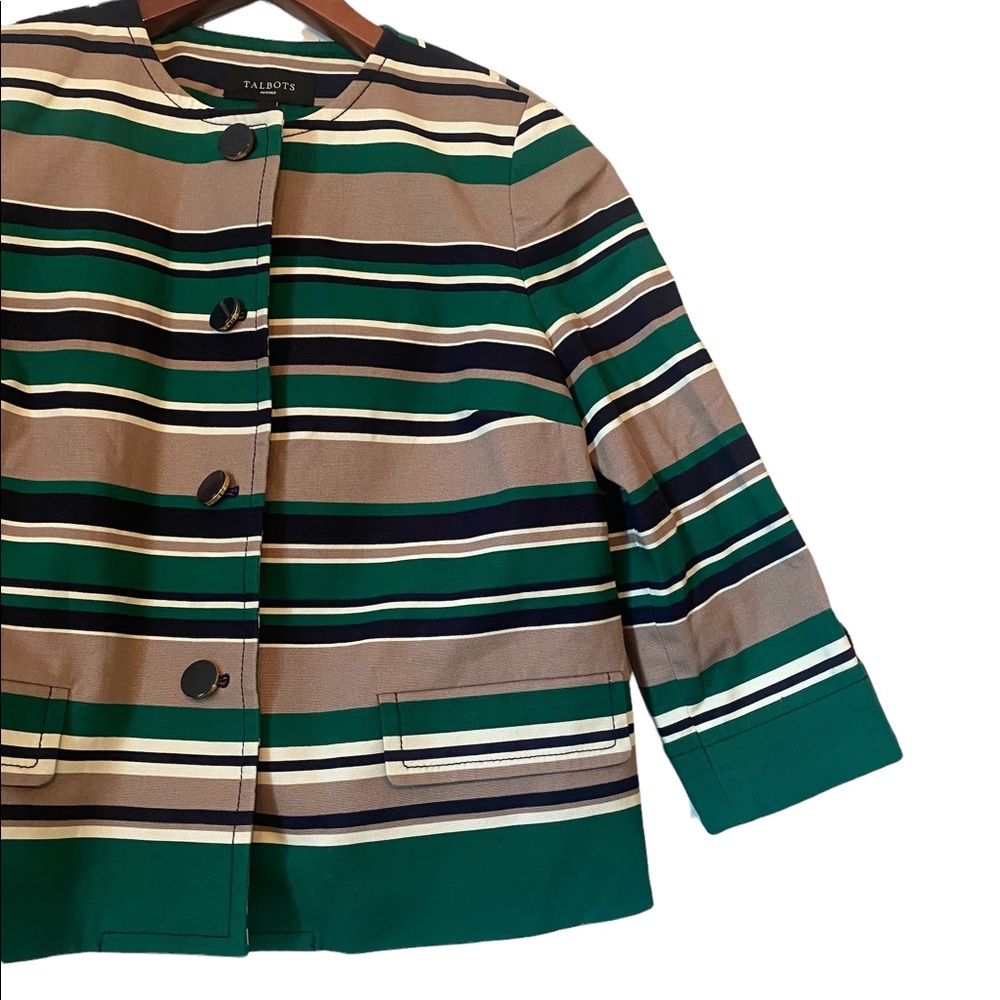 Talbots Fall Color Striped Button Front Jacket - Picture 3 of 11